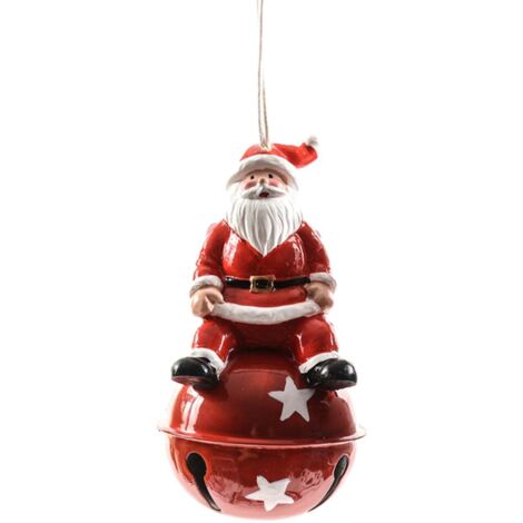 Campanella natalizia con Babbo Natale in resina per decorazioni natalizie -Rosso (1/4)