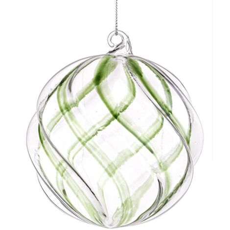 Palline q.8 per albero di Natale, sfera trasparente in vetro -Verde (1/4)