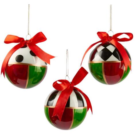 Palline per albero di natale colore verde e rosso decorazione natalizia, set da 3 pezzi (1/3)