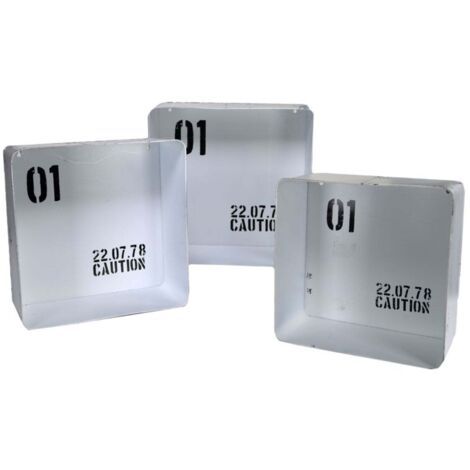 Set 3 cubi, mensole in Metallo "Bristol" da parete design moderno con fissaggio a scomparsa -Bianco (1/3)
