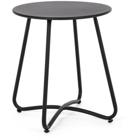 Tavolino da caffe "Wissant" per lettino da esterno e giardino in acciaio con vassoio -Ø 40 x h 45 cm / Nero (1/3)