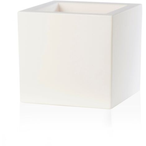 Vaso Moderno "Cubo Schio" Essential in plastica da giardino per fiori e piante -60 cm / Bianco
