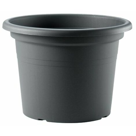Vaso tondo in plastica Cilindro Basic colorato per giardino piante e fiori -35 cm / Antracite