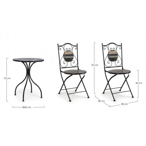 BIZZOTTO - HUSTON SET TAVOLO ROTONDO CON 2 SEDIE PIEGHEVOLI 0806175 (1/5)