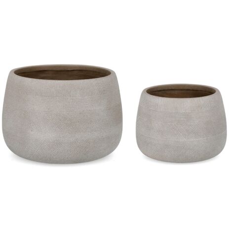 Set di 2 Vasi Rigo Bomb basso beige per esterno con tappo sul fondo