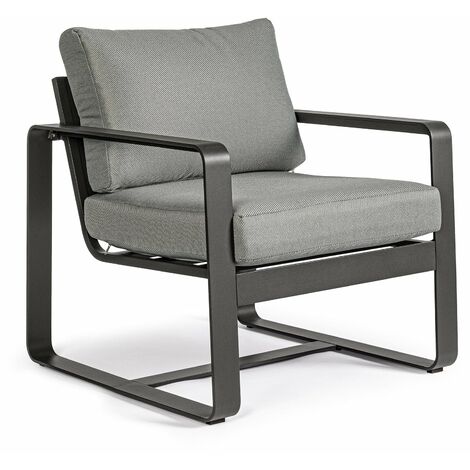 Poltrona "Merrigan" in alluminio verniciato a polvere da giardino e veranda -Antracite