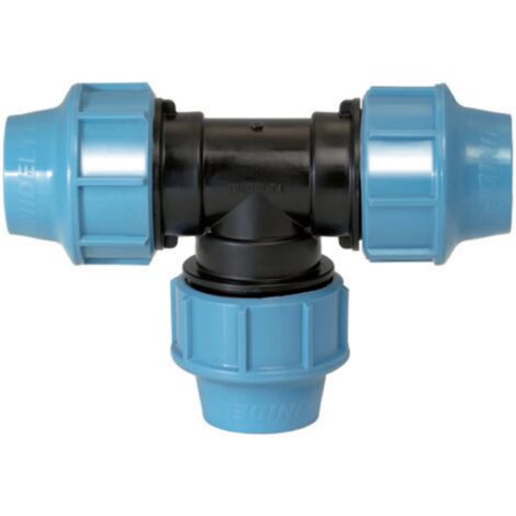 Raccordo a "T" a 90° in polipropilene a compressione per irrigazione e giardinaggio PN 16 Bar -Ø 16 X 16 X 16