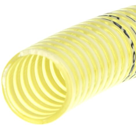 Tubo spiralato atossico per motopompa con spirale di rinforzo giallo per liquidi alimentari antiurto -Ø 25 mm / 1 metro