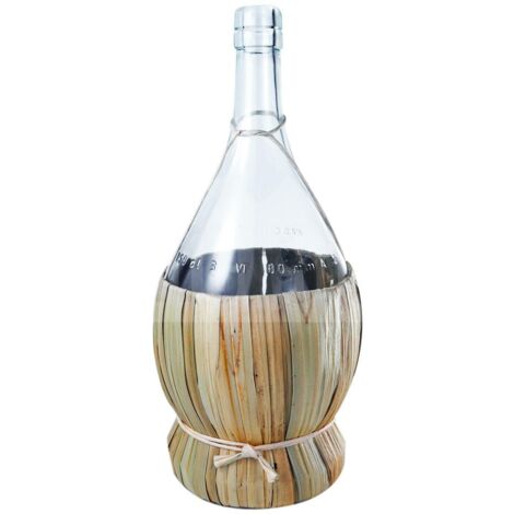 Fiasco in vetro rivestito in paglia per conservazione vino alcolici e distillati -100 mL