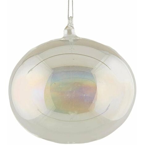 Pallina Per Albero Di Natale In Vetro Bolla Iridescente Pendaglio Decorativo Cm