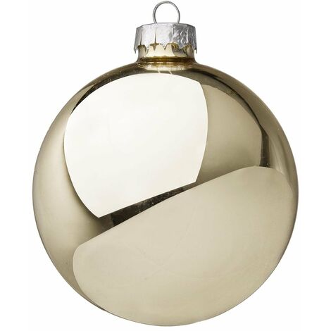 Palline in vetro "Champagne Lucido" tinta unita per albero di Natale moderno -10 cm - 4 sfere