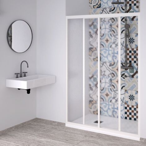 Forte – Box doccia acrilico effetto Guazza 190 cm – Profili in PVC bianco anti calcare – Installazione reversibile con chiusura magnetica (1/5)