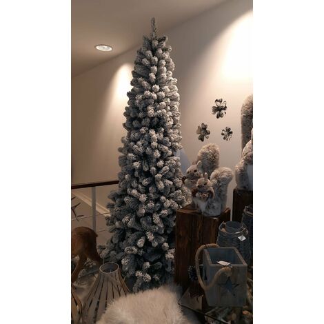 Albero di natale Slim innevato Kentucky in PVC + Flock Bianco per  dimensioni ridotte -180 cm