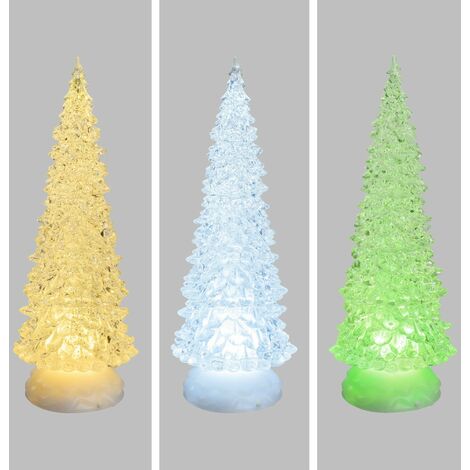 Albero natale luminoso glitter led natalizio con batteria per decorazioni  natalizie h 32 cm / Luce Multicolore / 32 cm