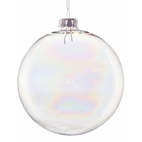 Palline in vetro "Bolla Bianca" tinta unita per albero di Natale moderno -10 cm - 4 sfere