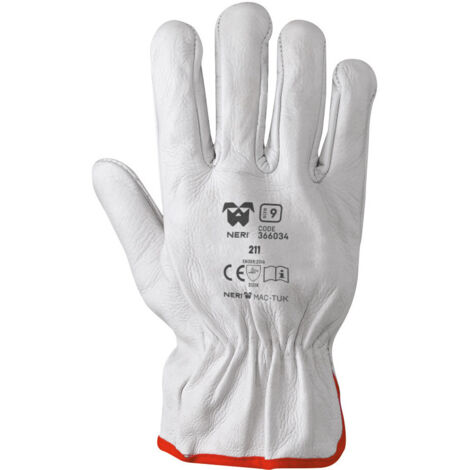 Guanti da lavoro anti-usura in fiore di pelle bovina bianco per giardino ed edilizia -Medium 8