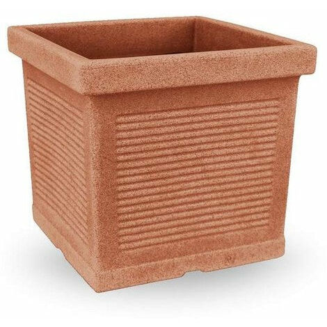 Vaso Per Pianti Quattro In Plastica Terracotta - Quadrato Con Fori Drenaggio Per Interni/esterni - 2