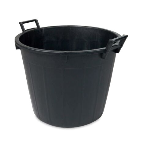 Mastello in plastica a due manici senza fori per mosto del vino e agricoltura nero -65 litri