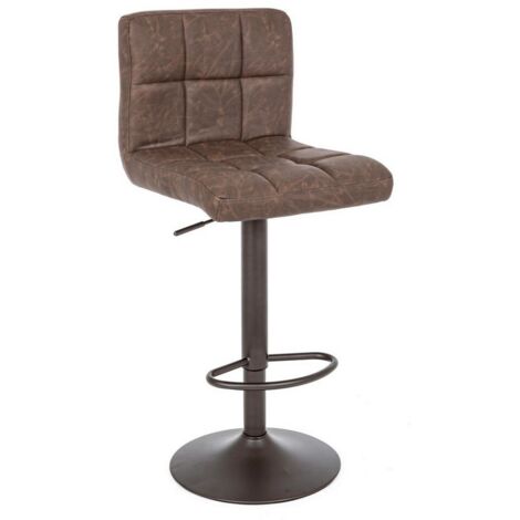 Set 2 Sgabelli Bar Ecopelle Grigio Scuro Vintage da Interno - BLACKCOFFEE - Colore: Marrone