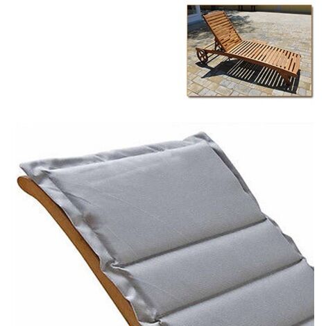 Cuscino per lettino grigio trapuntato 190 x 63 cm giardino ed esterno.