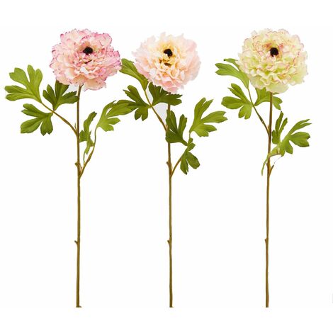6 Ranuncoli Finti In Seta Con Stelo Peloso Al Tatto - Fiori Artificiali Arancioni Per Decorazione - 2