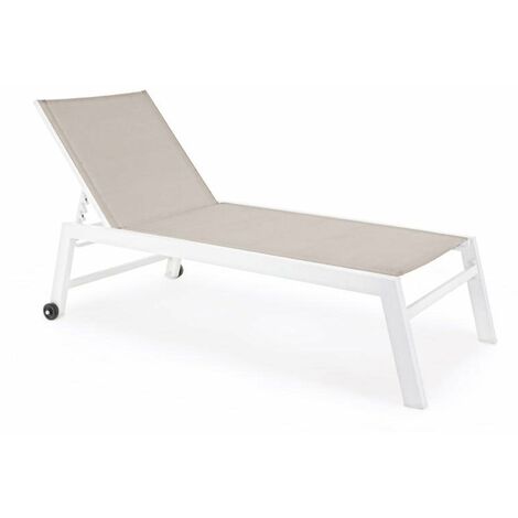 Lettino prendisole in alluminio "Sun" con ruote per piscina e giardino -Tortora (1/5)