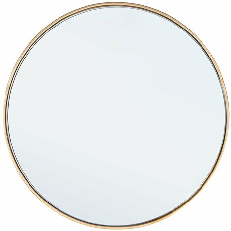Specchio tondo "Nucleos" da parete in acciaio verniciato per ambienti moderni -Oro / Ø 40 cm