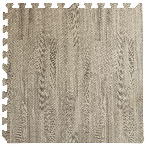 4pz Tappeto Tappetino Puzzle Morbido Effetto Legno Cenere 60 X 60 X 0,8 Cm Per Bambini Gioco Da Interno
