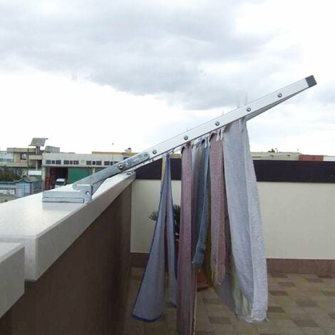 Stendibiancheria richiudibile per muretto, stendino per balconi in muratura  alluminio anodizzato antiruggine -163 cm