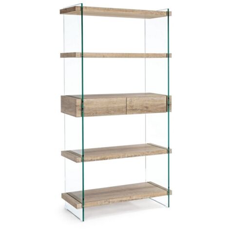 Libreria a 4 piani con struttura in vetro temperato per interno moderno Kenya (1/5)