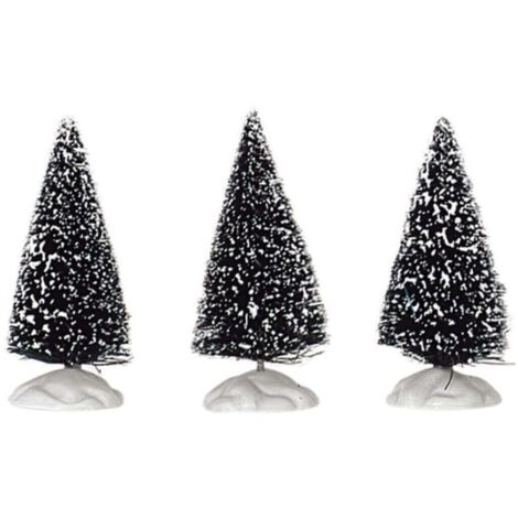 Alberi di Natale innevati, accessori per villaggio di Natale in poliestere, set da 3