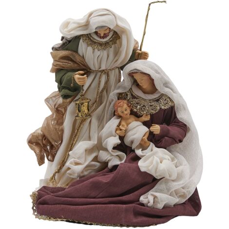 Natività con 3 Re magi con vestiti in tessuto statue per presepe