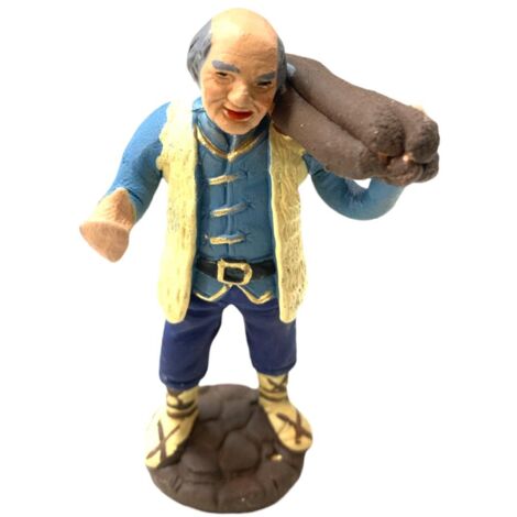 Pastore con legna statuetta in terracotta artigianale per presepe napoletano da h 10 cm (1/2)