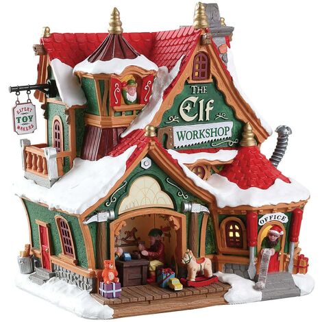 Officina degli Elfi, edificio luminoso per villaggio di Natale in Poliresina‎