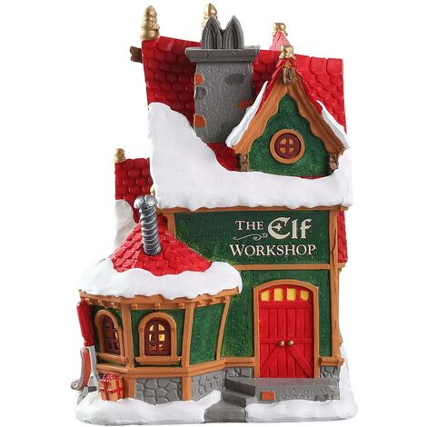 Officina degli Elfi, edificio luminoso per villaggio di Natale in Poliresina‎