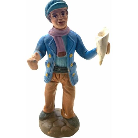 Pastore con cono gelato statuetta in terracotta artigianale per presepe napoletano da h 10 cm (1/2)