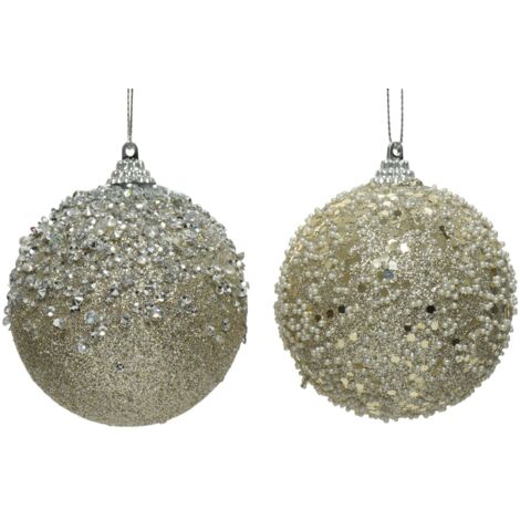 Palline per albero di Natale in foam decorate con Glitter, confezione da 12 pezzi -8 cm (1/4)