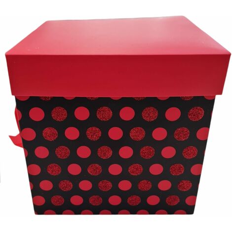 Scatola porta regali e panettone in cartoncino a Pois Rosso decorazioni natalizie -Extra Large (1/3)