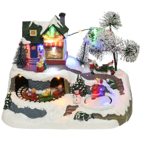 Scena animata a Led Casa con veicoli che si muovono decorazione da 23.5 cm -Carrozza (1/5)
