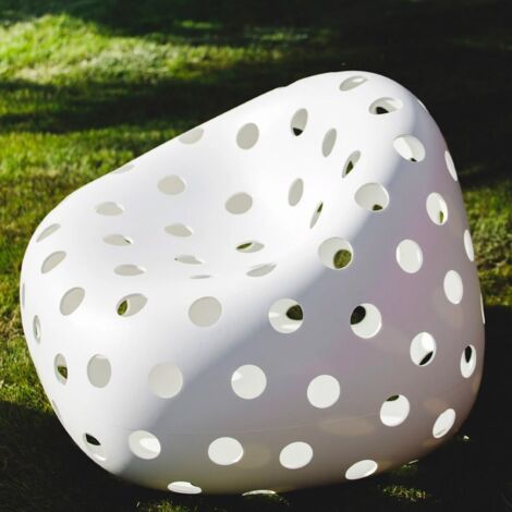 Salottino in polietilene moderno con luci "Airball" per giardino e veranda "Made in Italy" -Poltrona