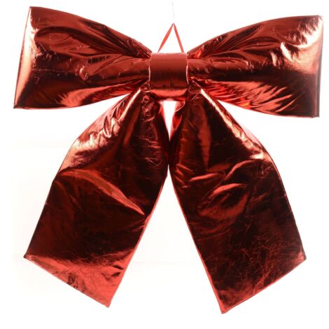Fiocco Rosso Metallizzato in tessuto decorazione natalizia per albero e ghirlanda dietro porta -Grande (1/4)