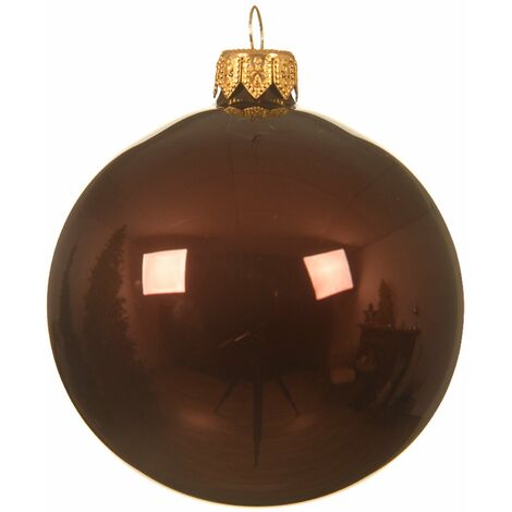 Palline per albero di Natale in vetro decorate color Rosso Sequoia Smalto -6 sfere da 6 cm (1/2)