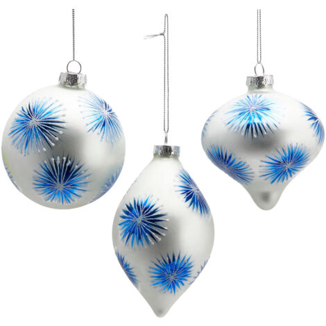 Pallina per albero di Natale in vetro decorata Splash pendaglio decorativo blu -Pallina (1/5)