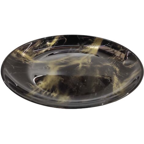 Piatto decorato centrotavola "Murble" in vetro per tavola natalizia da 30 cm oro e nero (1/2)