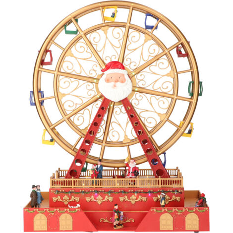 Ruota panoramica gigante decorazione per villaggio di Natale con luci h 49 cm -Blu