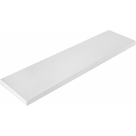 Mensola da muro sospesa in legno con bordo arrotondato fissaggio con tasselli a scomparsa -Bianco / 100 x 25 x 2.5 cm