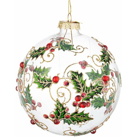 Palline per albero di Natale in vetro decorate color Zaida Trasparente -6 sfere da 8 cm