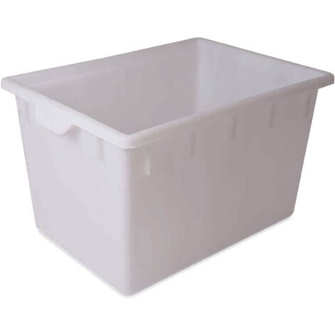 Vaschetta rettangolare in plastica con maniglie bianca per bucato e casalinghi -65 litri - 3