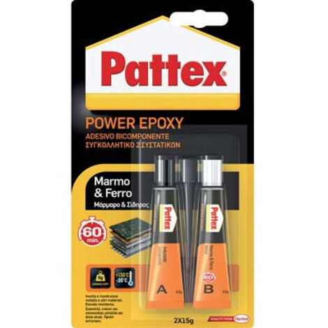 PATTEX POWER EPOXY MARMO E FERRO 60 MIN • TUBETTO 2XML 15