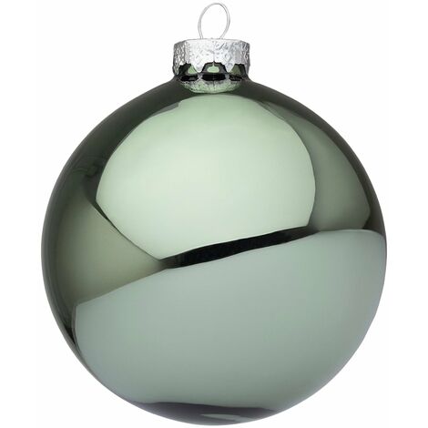 Palline per albero di Natale in vetro decorate color Verde Cinabro Lucido -6 sfere da 6 cm